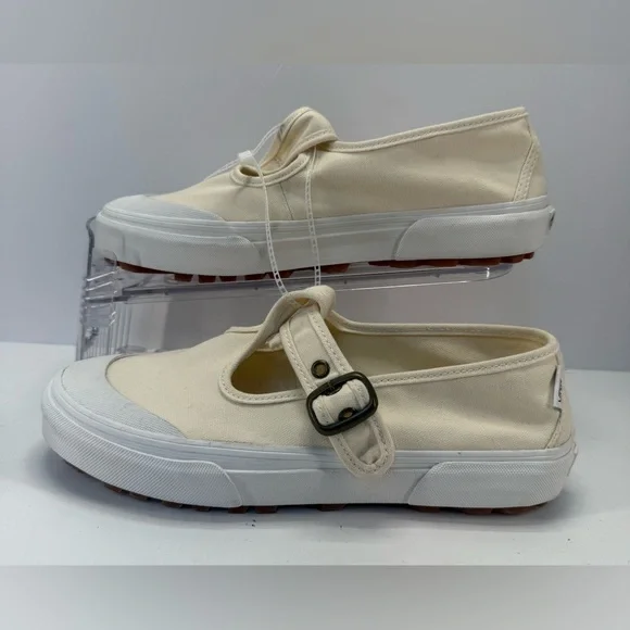 NWOB Vans Cream canvas Mary Jane Buckle Slip-Ons W9, M7.5 - Picture 4 of 14